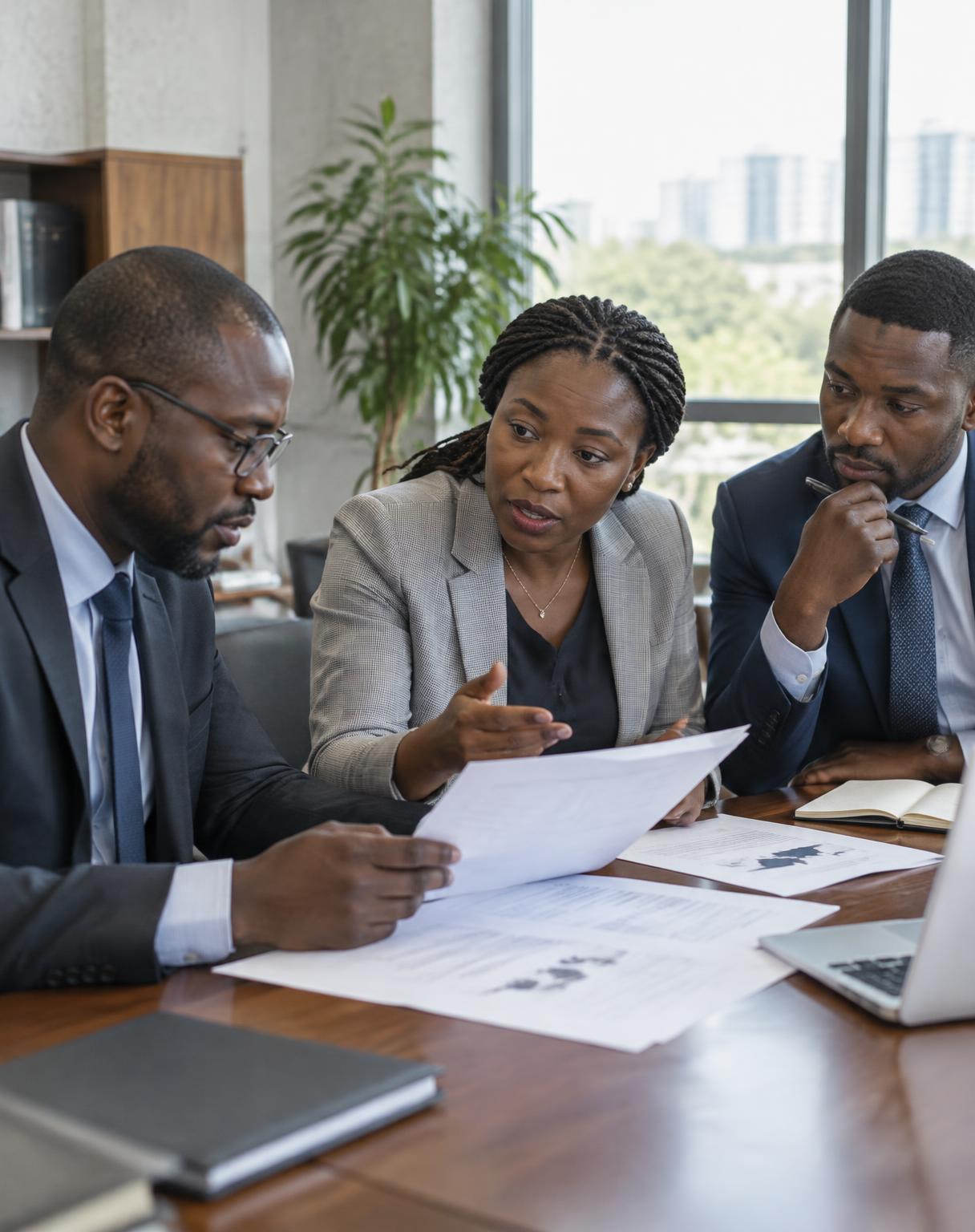 AYCADO representatives reviewing partnership documents with institutional colleagues